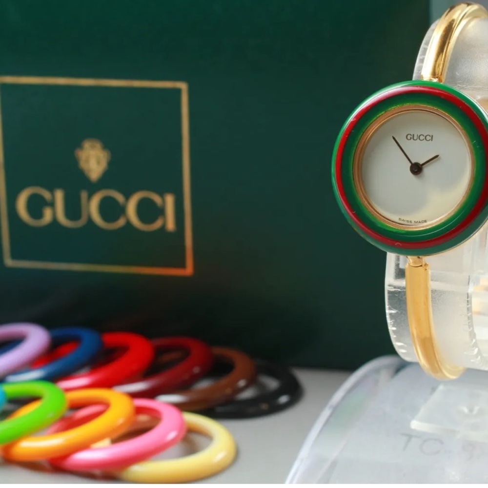 GUCCI 14k Gold Plated Watch Bracelet highly collectable! Vintage SO POPU…